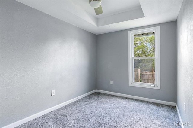 608 W Main St, Park Hills, MO 63601 - empty room with carpet floors, baseboards, a ceiling fan, and a raised ceiling