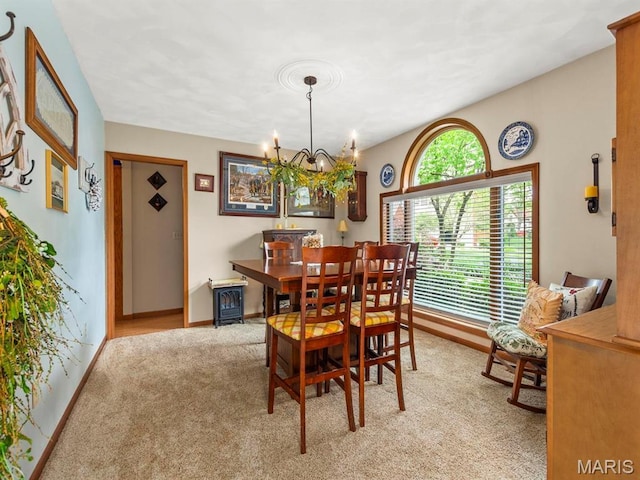 2700 Woods Way, Belleville, IL 62221 - carpeted dining space featuring a chandelier and baseboards