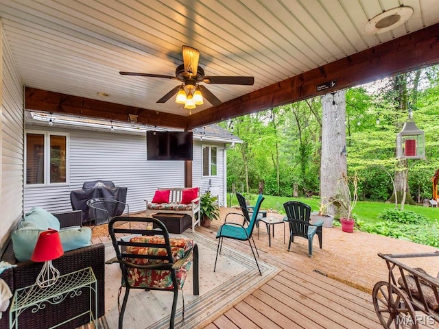 2700 Woods Way, Belleville, IL 62221 - deck featuring outdoor lounge area, area for grilling, and ceiling fan