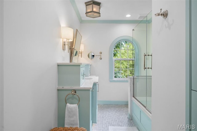 20 Picardy Ln, Ladue, MO 63124 - full bath featuring baseboards, vanity, and tile patterned floors