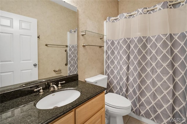 1587 Paradise Valley Dr, High Ridge, MO 63049 - full bath featuring vanity, tile patterned floors, and a shower with curtain