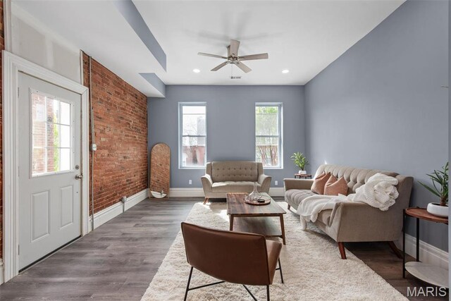 3244 Michigan Ave, Saint Louis, MO 63118 - living room featuring baseboards, ceiling fan, and wood finished floors