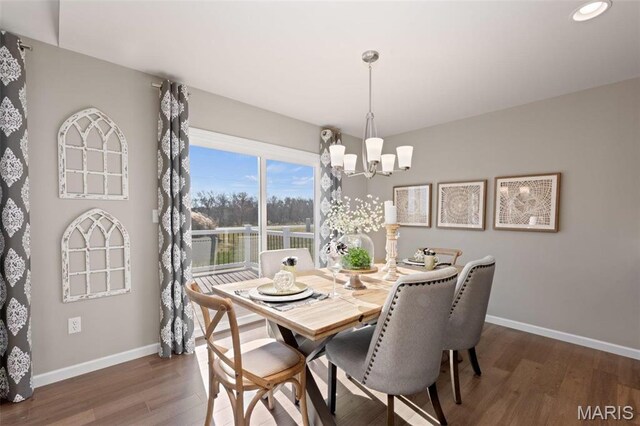 4609 Siesta Dr, Imperial, MO 63052 - dining room featuring a chandelier, wood finished floors, and recessed lighting