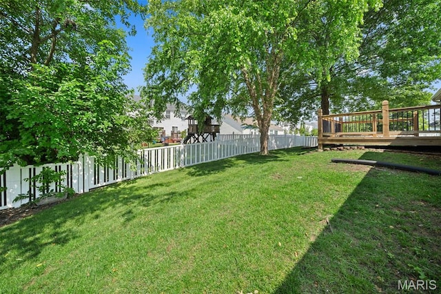 2222 Harborside Dr, Ofallon, MO 63368 - view of yard featuring a wooden deck