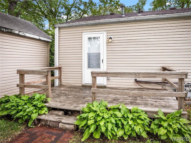 123 E Charter St, Troy, IL 62294 - property entrance with a wooden deck
