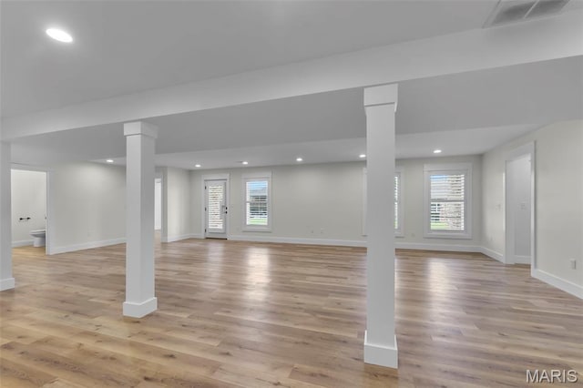 242 Orange Bowl Dr, Cape Girardeau, MO 63701 - basement featuring healthy amount of natural light, baseboards, light wood-style floors, and recessed lighting