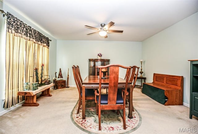 6144 Misty Meadow Dr, House Springs, MO 63051 - dining space with carpet floors and a ceiling fan