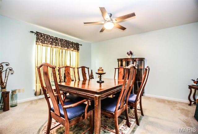 6144 Misty Meadow Dr, House Springs, MO 63051 - dining space with light colored carpet and a ceiling fan