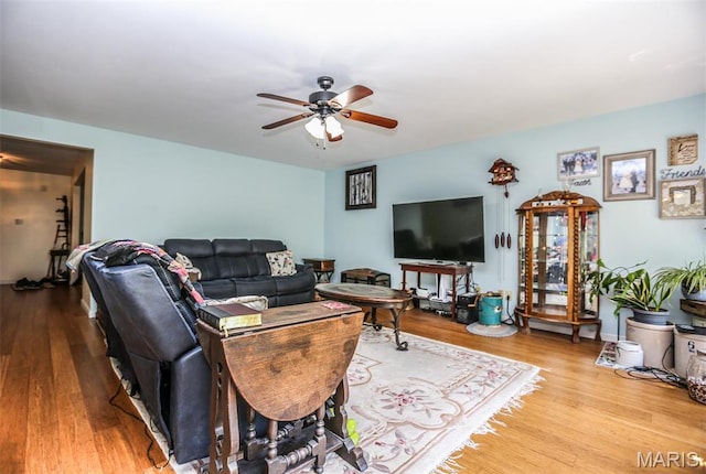 6144 Misty Meadow Dr, House Springs, MO 63051 - living room featuring a ceiling fan and wood finished floors