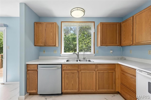 6144 Misty Meadow Dr, House Springs, MO 63051 - kitchen with dishwasher, light marble finish floors, and plenty of natural light