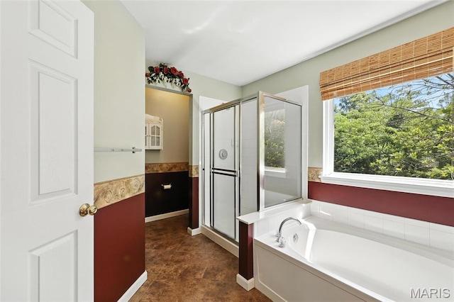 6144 Misty Meadow Dr, House Springs, MO 63051 - bathroom featuring a shower stall and a garden tub