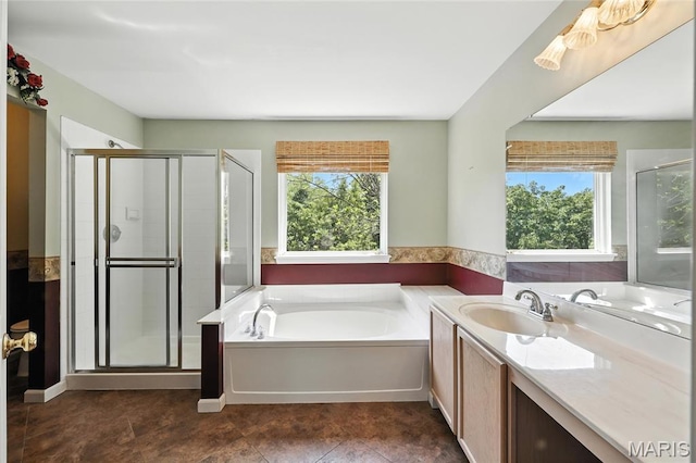 6144 Misty Meadow Dr, House Springs, MO 63051 - full bath with healthy amount of natural light, a garden tub, and a shower stall