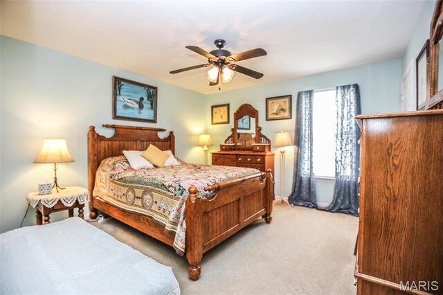 6144 Misty Meadow Dr, House Springs, MO 63051 - bedroom featuring light carpet and a ceiling fan