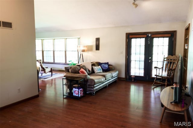 5501 Dober Ln, Saint Louis, MO 63129 - living room with wood finished floors and french doors