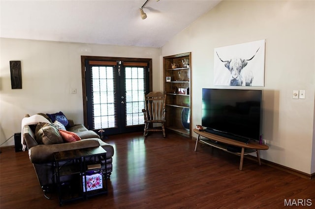 5501 Dober Ln, Saint Louis, MO 63129 - living area with lofted ceiling, wood finished floors, and french doors