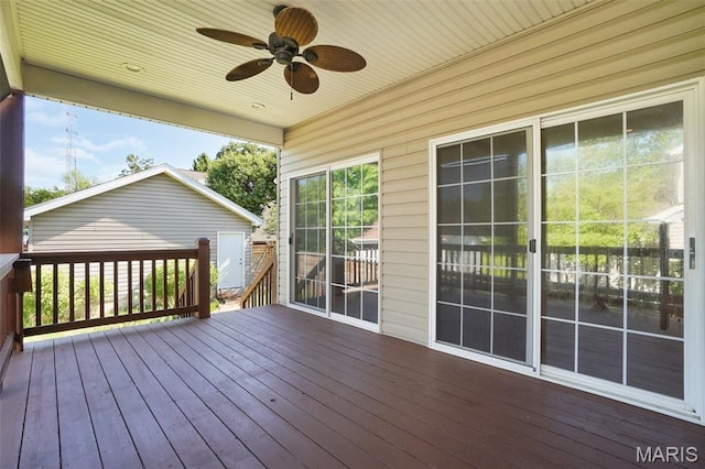 385 E Clinton Pl, Saint Louis, MO 63122 - wooden deck featuring a ceiling fan