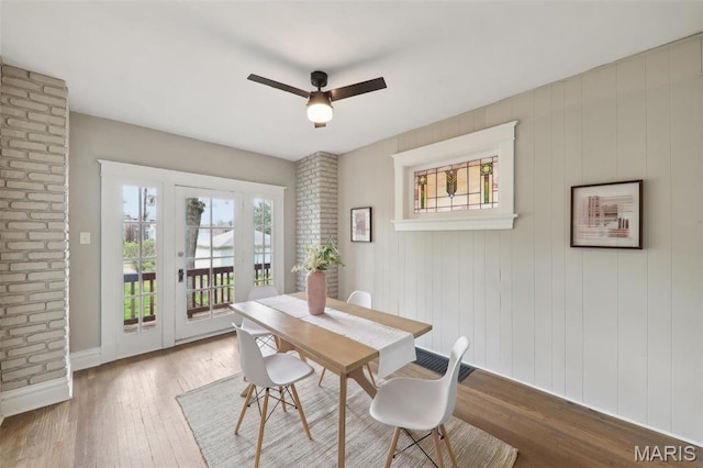 4942 Bonita Ave, Saint Louis, MO 63109 - dining space with hardwood / wood-style flooring, ceiling fan, and baseboards
