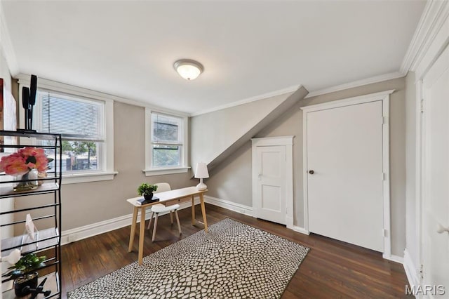 4942 Bonita Ave, Saint Louis, MO 63109 - office space featuring wood finished floors, crown molding, and baseboards