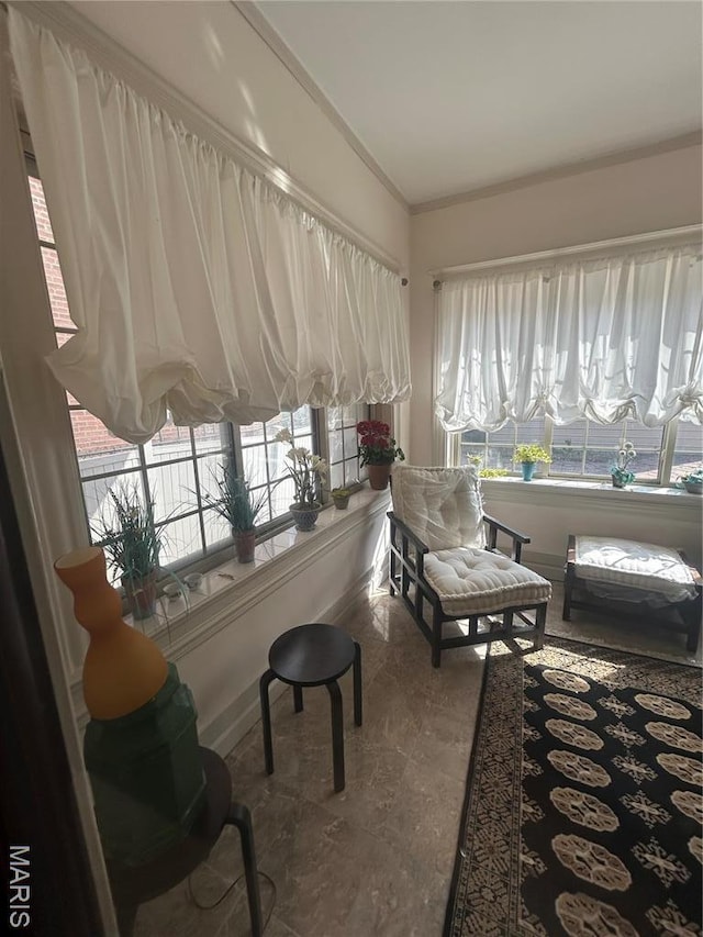 6278 Cates Ave, Saint Louis, MO 63130 - sunroom / solarium with baseboards, stone finish floors, and lofted ceiling