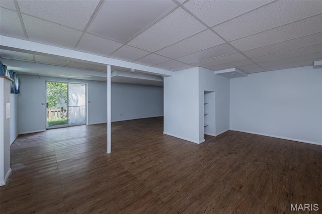 200 Kylewood Ct, Ballwin, MO 63021 - basement featuring wood finished floors, baseboards, and a paneled ceiling