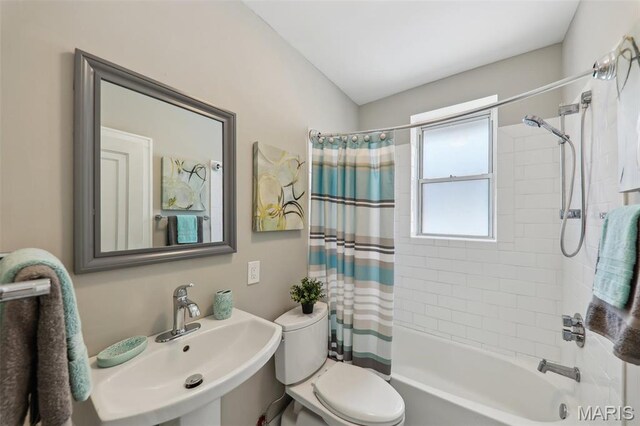 5909 Hampton Ave, Saint Louis, MO 63109 - bathroom with a sink, toilet, and shower / bath combo