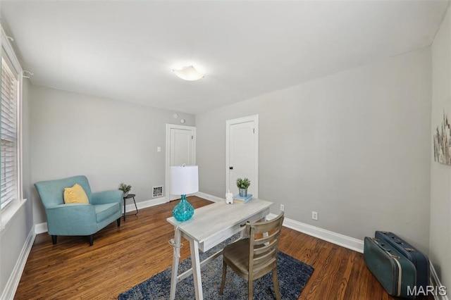 5909 Hampton Ave, Saint Louis, MO 63109 - office area with plenty of natural light, wood finished floors, and baseboards
