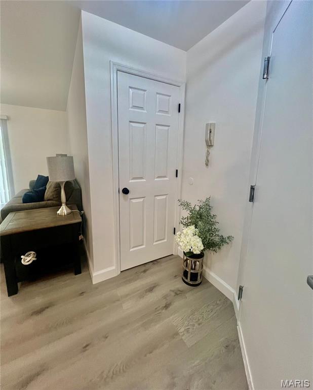 3605 Tracey Rich Rd Unit 1A, Saint Louis, MO 63125 - entryway featuring light wood-type flooring and baseboards