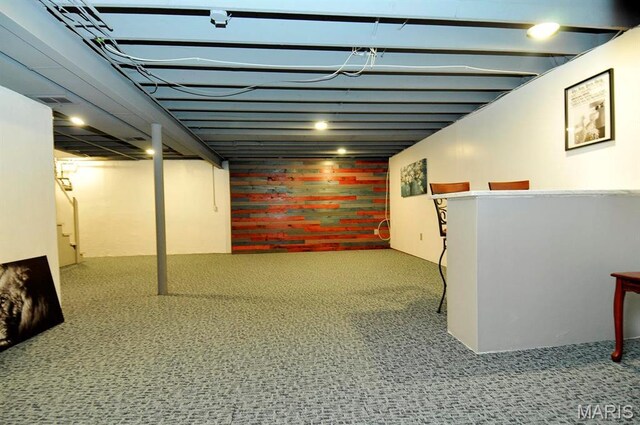 7051 Lansdowne Ave, Saint Louis, MO 63109 - finished below grade area featuring carpet floors and wood walls