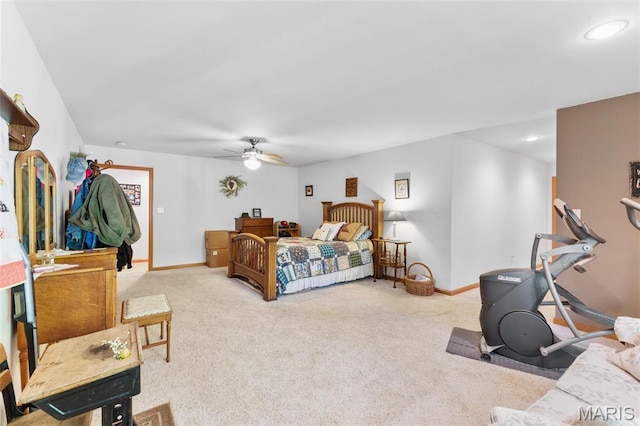102 Timber Ln, Farmington, MO 63640 - bedroom featuring carpet floors, a ceiling fan, baseboards, and recessed lighting