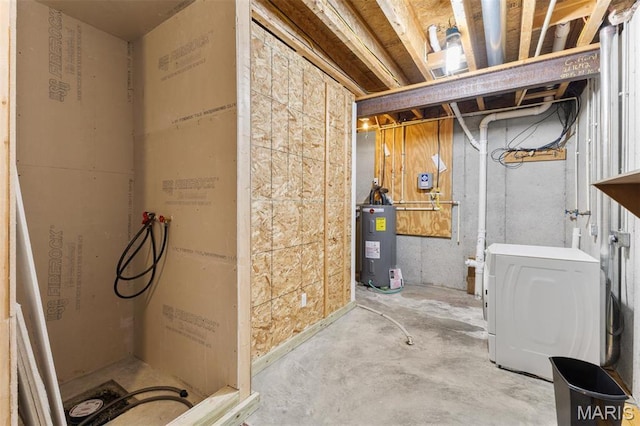 102 Timber Ln, Farmington, MO 63640 - unfinished basement featuring water heater and washer / clothes dryer
