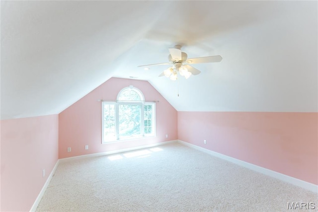 1025 Cobblestone Dr, Rolla, MO 65401 - bonus room with carpet, baseboards, lofted ceiling, and a ceiling fan