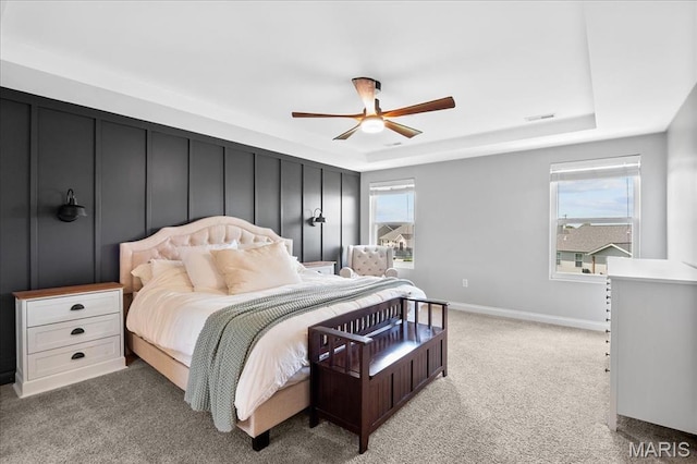 6 Bradley Ct, Troy, IL 62294 - bedroom with a raised ceiling, light colored carpet, and ceiling fan