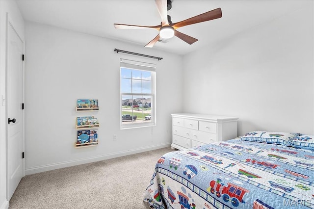 6 Bradley Ct, Troy, IL 62294 - bedroom featuring light colored carpet, baseboards, and ceiling fan