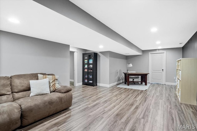6 Bradley Ct, Troy, IL 62294 - living room with wood finished floors, baseboards, and recessed lighting