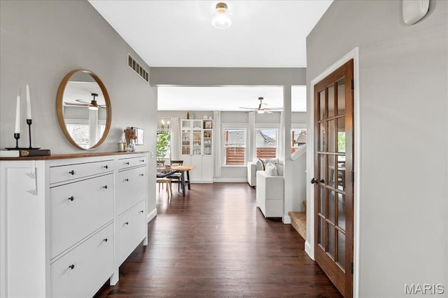 6 Bradley Ct, Troy, IL 62294 - foyer with a ceiling fan and dark wood finished floors
