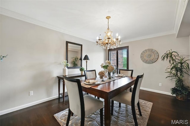 585 Coeur De Royale Dr Unit 203, Creve Coeur, MO 63141 - dining space with a chandelier, dark wood-type flooring, and crown molding