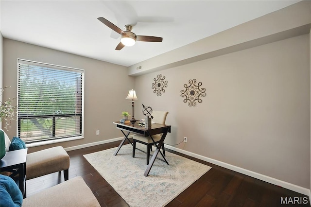 585 Coeur De Royale Dr Unit 203, Creve Coeur, MO 63141 - office with a ceiling fan and dark wood-type flooring