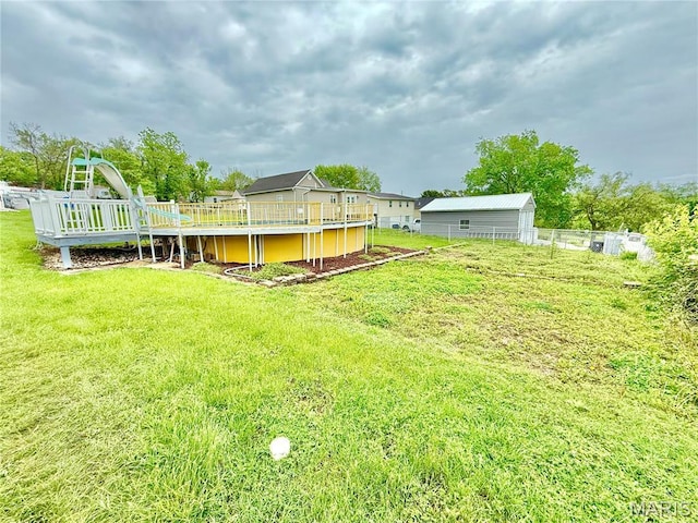 815 Stewart St, De Soto, MO 63020 - view of yard featuring a wooden deck