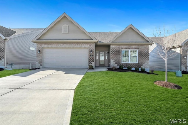 116 Dardenne Place Dr, Dardenne Prairie, MO 63368 - view of front facade featuring an attached garage, brick siding, concrete driveway, and a front yard