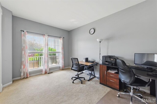 65 Snowberry Ridge Ct, Ofallon, MO 63366 - home office featuring light colored carpet and baseboards