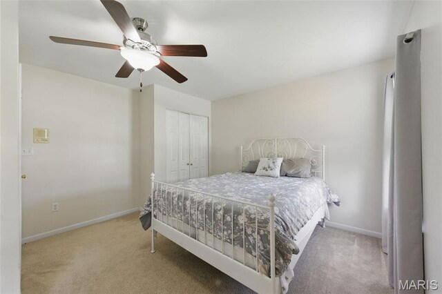 65 Snowberry Ridge Ct, Ofallon, MO 63366 - carpeted bedroom with baseboards, a closet, and ceiling fan