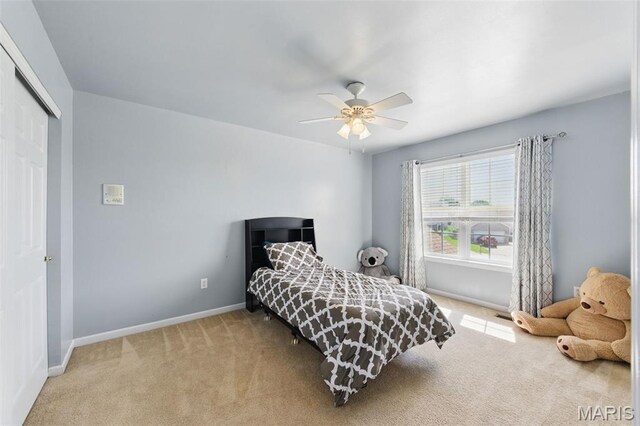 65 Snowberry Ridge Ct, Ofallon, MO 63366 - carpeted bedroom featuring baseboards, a closet, and a ceiling fan