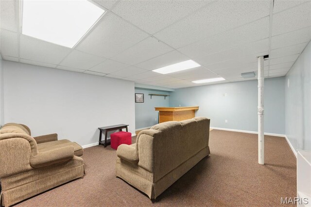 65 Snowberry Ridge Ct, Ofallon, MO 63366 - living area featuring carpet floors, a drop ceiling, and baseboards