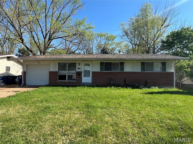 1688 Maldon Ln, Saint Louis, MO 63136 - ranch-style house featuring brick siding, a garage, and a front yard