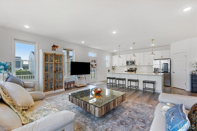 2032 Tiber St, Saint Charles, MO 63301 - living area featuring recessed lighting and dark wood-type flooring