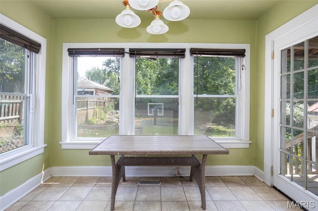 7434 Gayola Pl, Saint Louis, MO 63143 - dining room featuring a chandelier, plenty of natural light, and baseboards