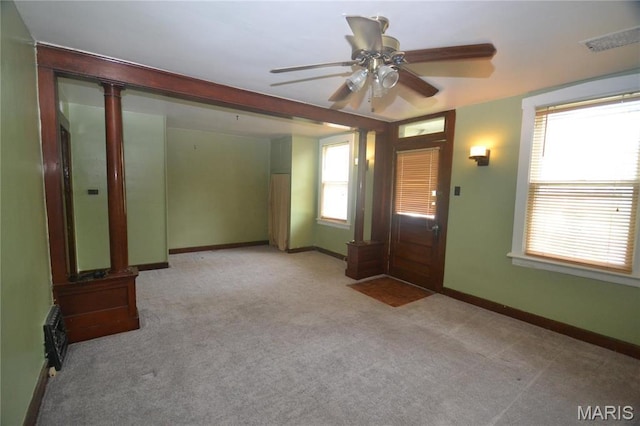 103 N Delaware Ave, Belleville, IL 62221 - foyer featuring carpet, ceiling fan, and baseboards