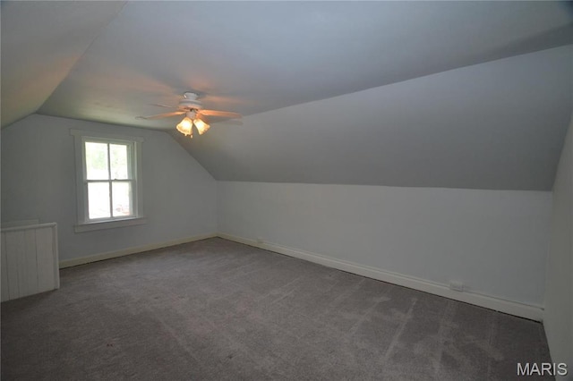 103 N Delaware Ave, Belleville, IL 62221 - additional living space featuring vaulted ceiling, a ceiling fan, carpet, and baseboards