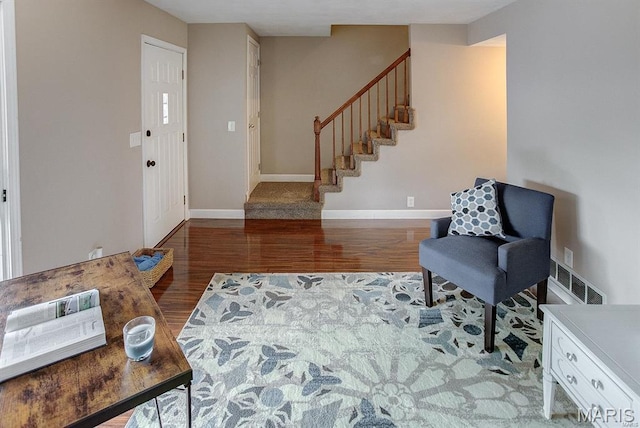 1811 Ramada Blvd Unit 6, Collinsville, IL 62234 - living room with wood finished floors, stairs, and baseboards
