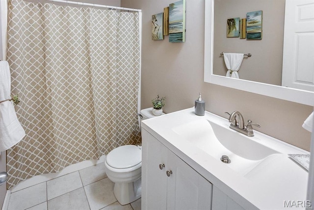 1811 Ramada Blvd Unit 6, Collinsville, IL 62234 - bathroom featuring vanity, toilet, tile patterned flooring, and a shower with curtain
